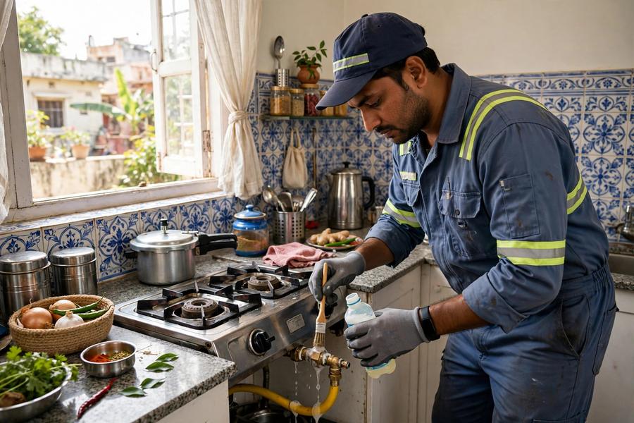 Gas leakage check and safety inspection